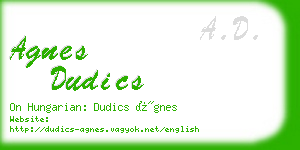 agnes dudics business card